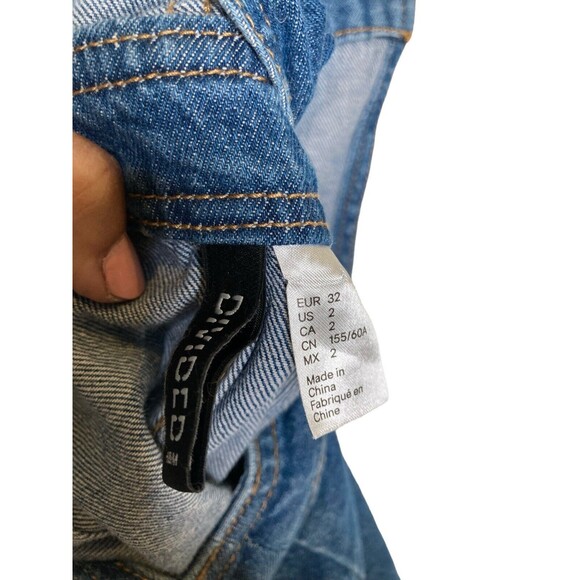 Divided H&M Denim Overall Dress Womens 2 Blue Jean Mini Button Front Sleeveless - Picture 10 of 12